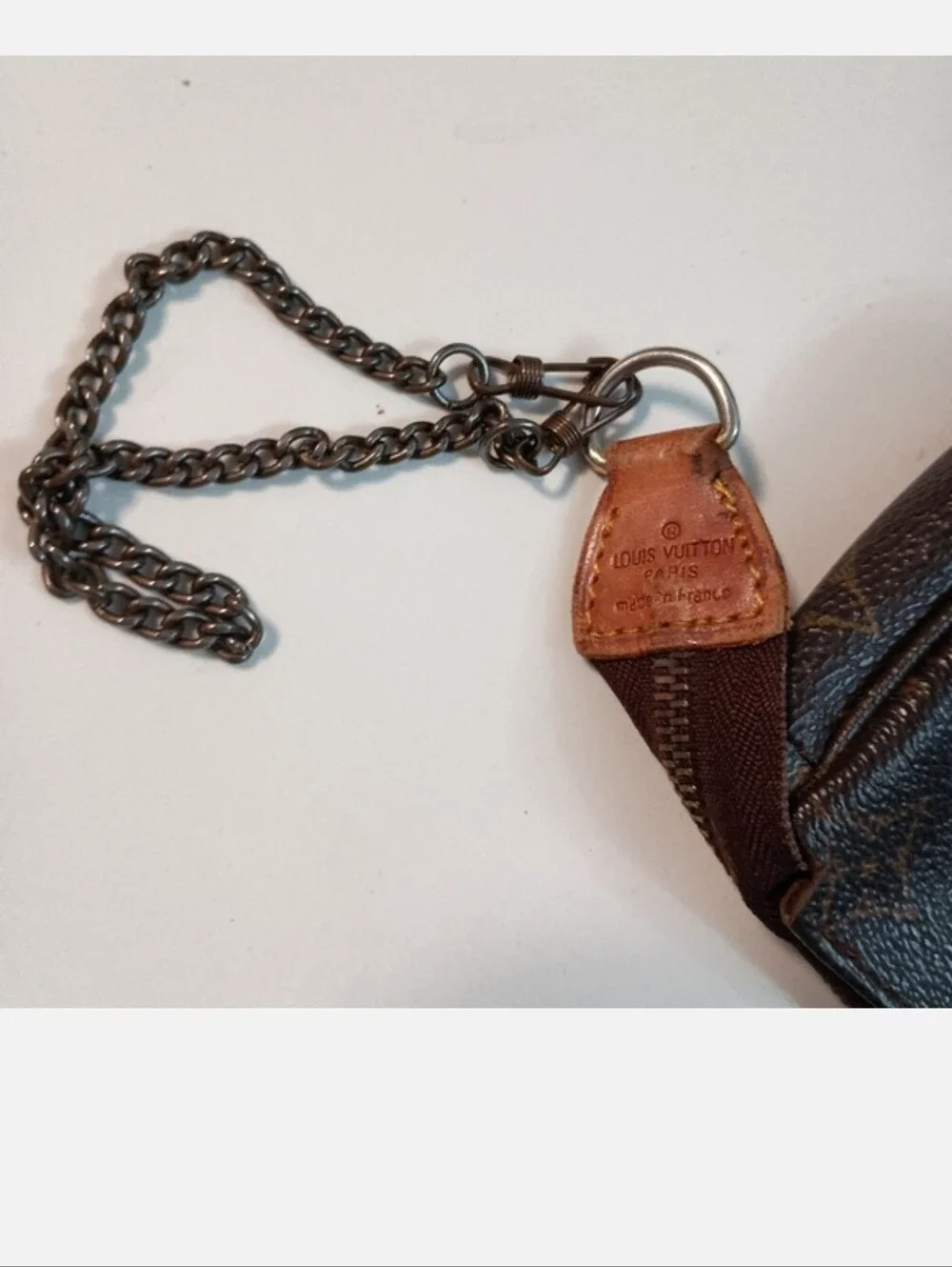 Authentic Louis Vuitton Monogram Pochette Accessoires Chain Wristlet Bag